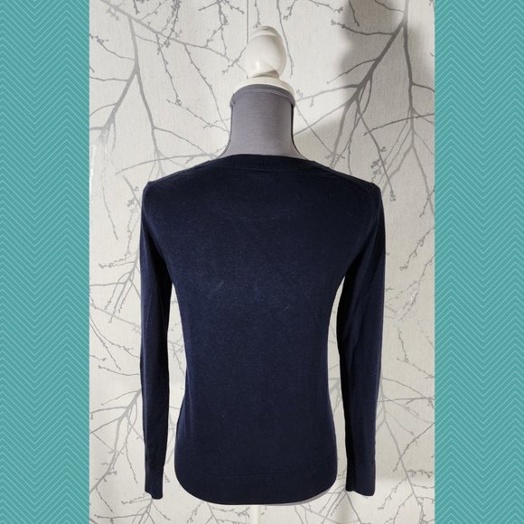 Banana Republics Navy Dachshund Wiener Dog Knit Long Sleeve - Picture 3 of 4